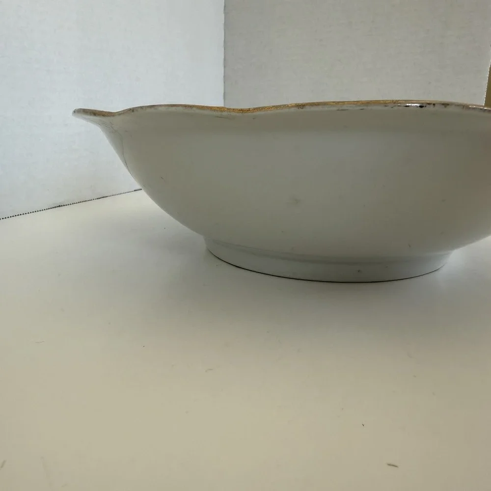 Three Crown China Germany Hand Painted Bowl Roses Gilt Edge‎ 9.5